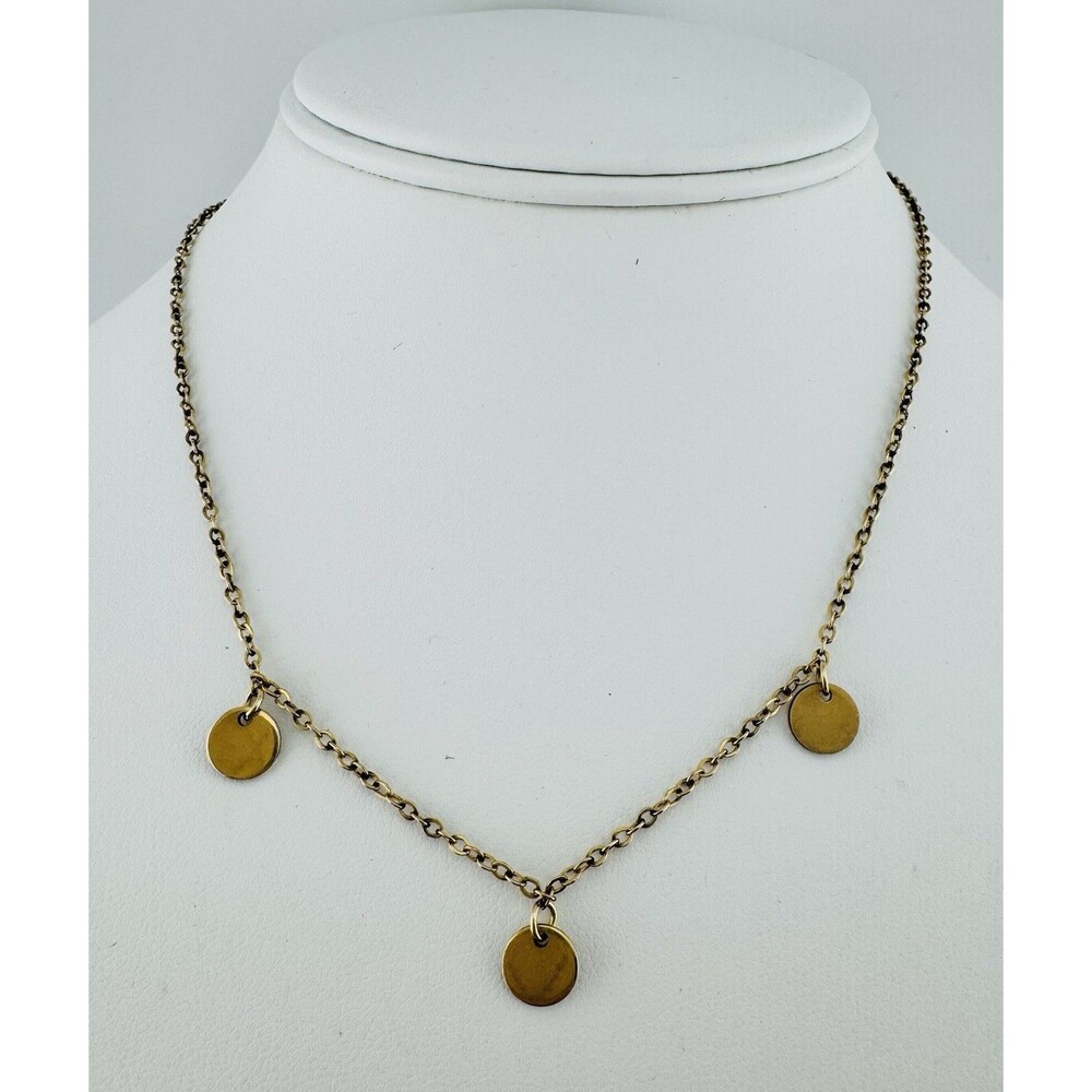 Vintage 14K Gold Filled 1/20 Disc Charm Necklace 15 Inch Minimalist